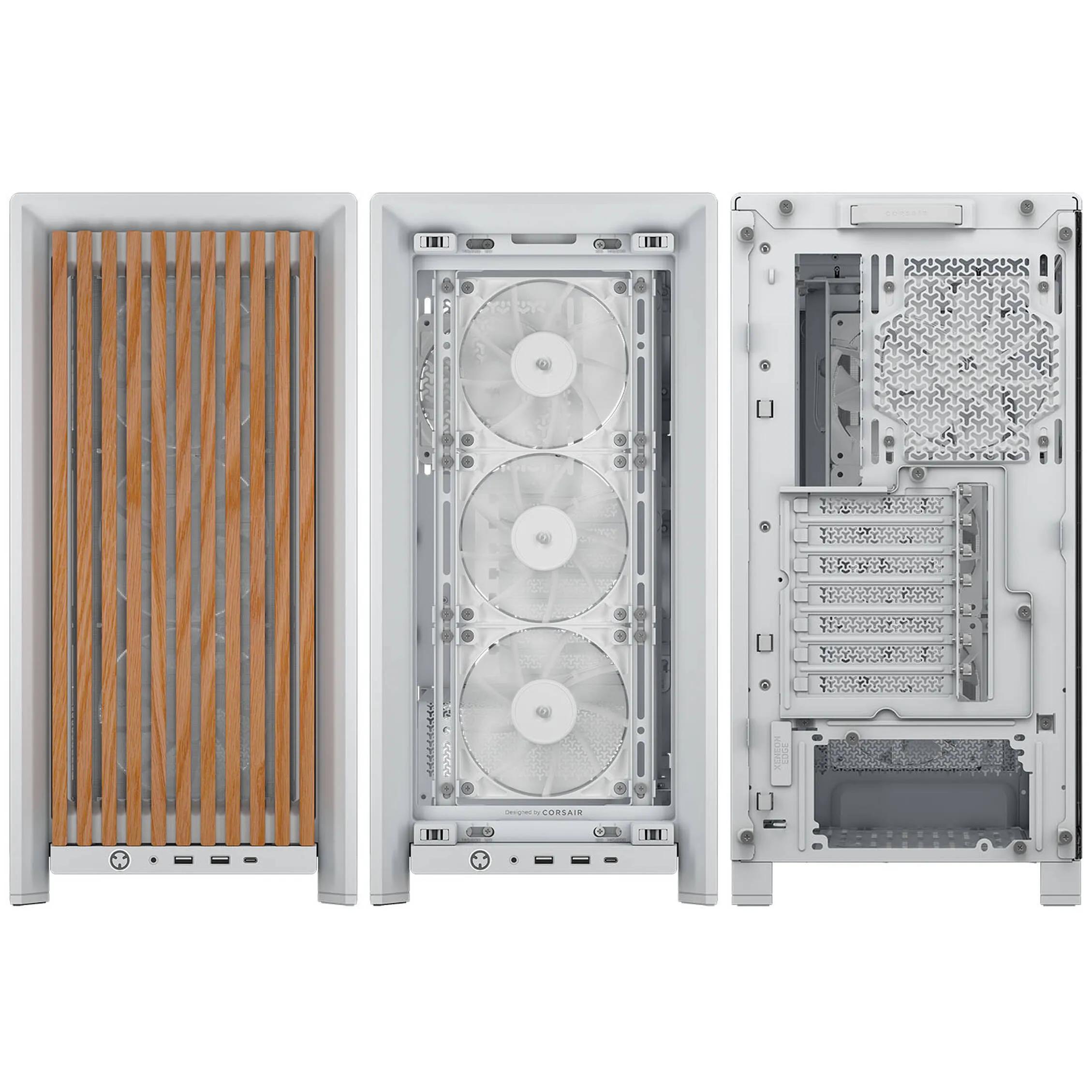 Corsair FRAME 4000D WOOD RS Tempered Glass, Mid-Tower - Bianco/Rovere - immagine 4