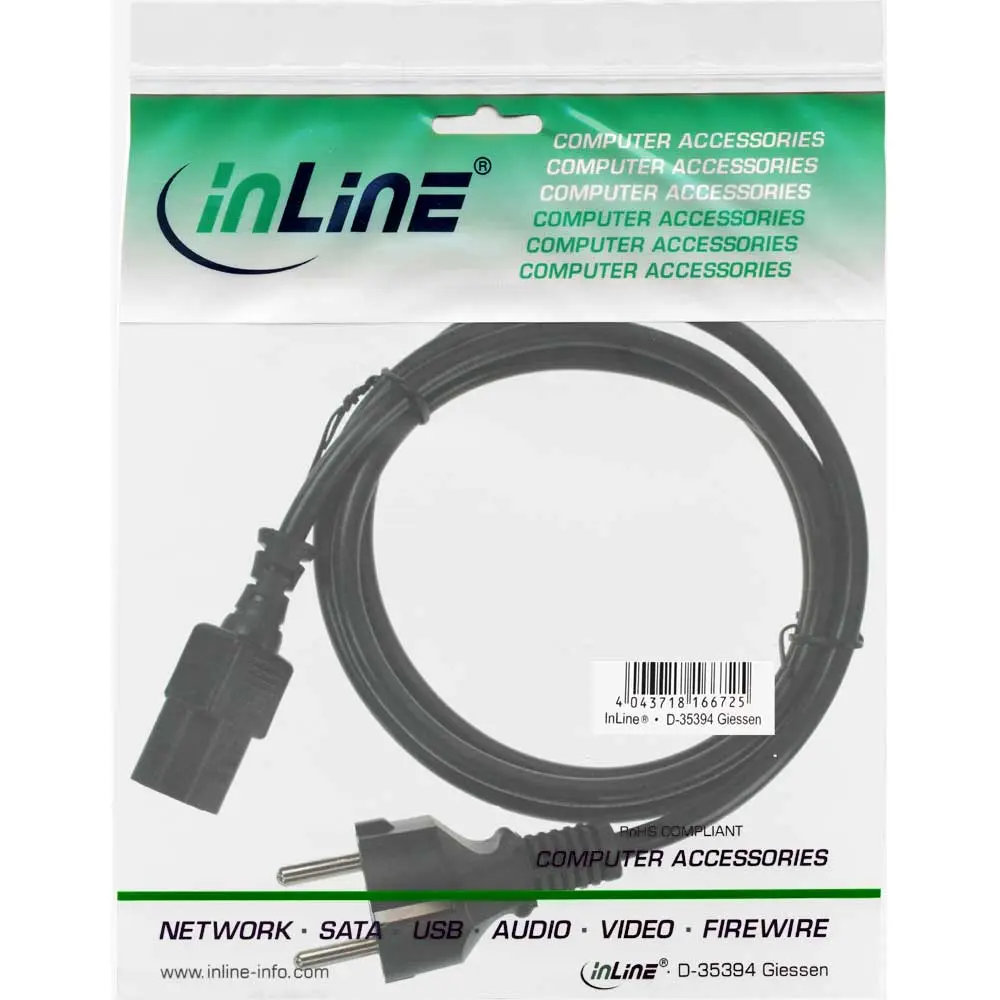 InLine Cavo alimentazione PSU IEC60320 / Schuko, Nero - 1,5 m - immagine 2