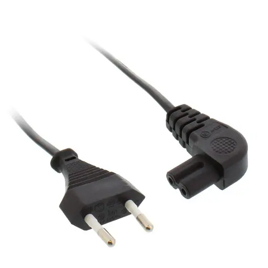 Cavo Alimentazione spina Euro 2 Poli / Euro AC 8mm 90° - 2 m