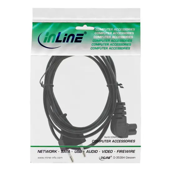 Cavo Alimentazione spina Euro 2 Poli / Euro AC 8mm 90° - 2 m - immagine 2
