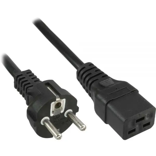 InLine Cavo alimentazione PSU IEC60320 C-19 / Schuko, Nero  - 2,0 m