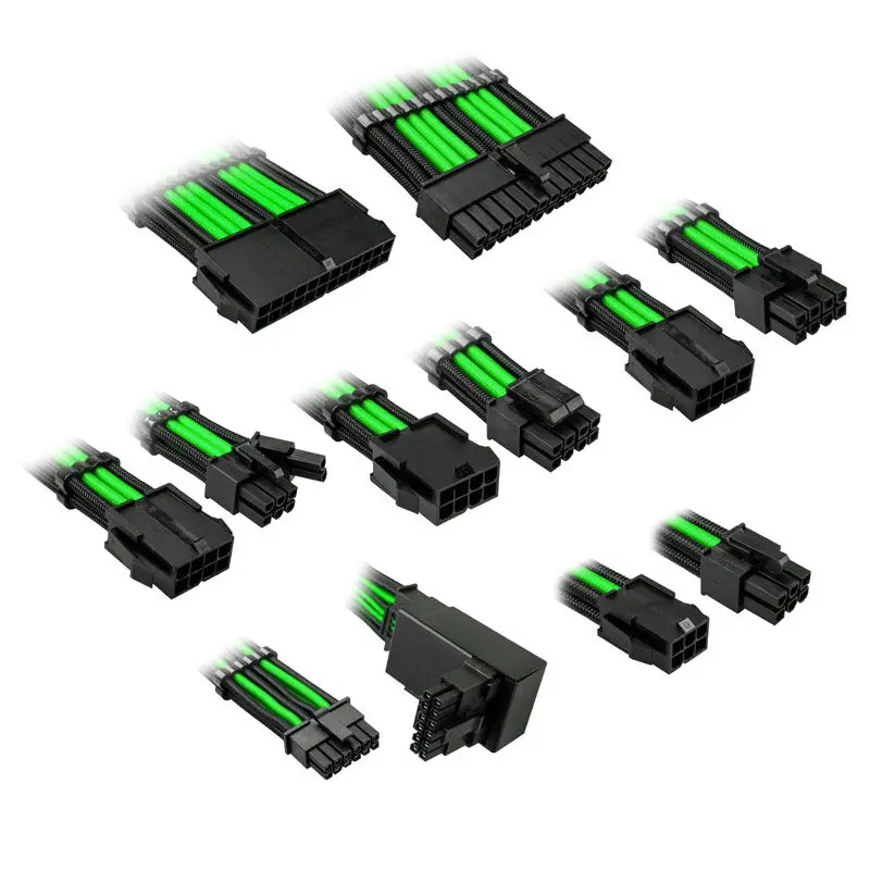 Kolink Core Pro set prolunghe cavi intrecciati 12V-2x6 Type-2 - Venom Green