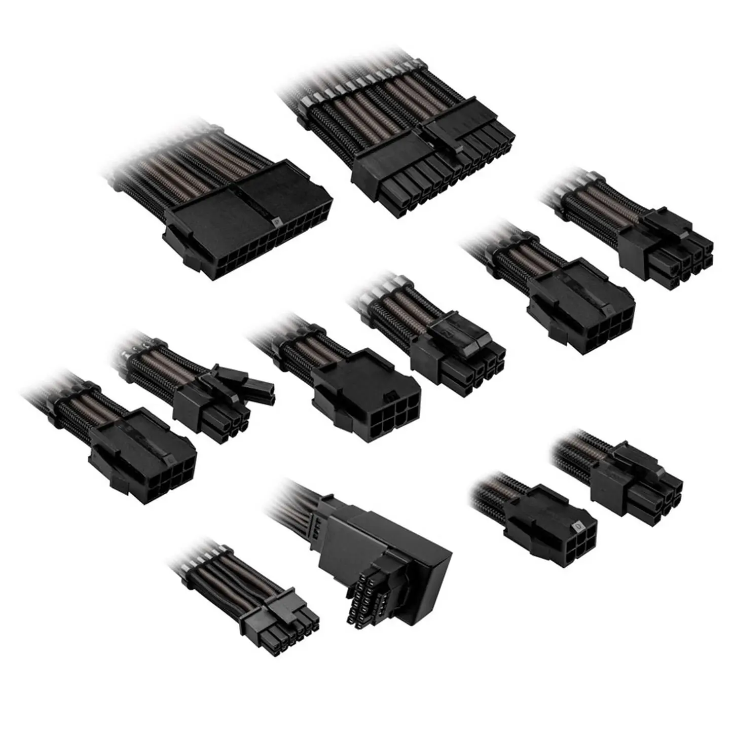 Kolink Core Pro set prolunghe cavi intrecciati 12V-2x6 Type-1 - Jet Black/Gunmetal Grey