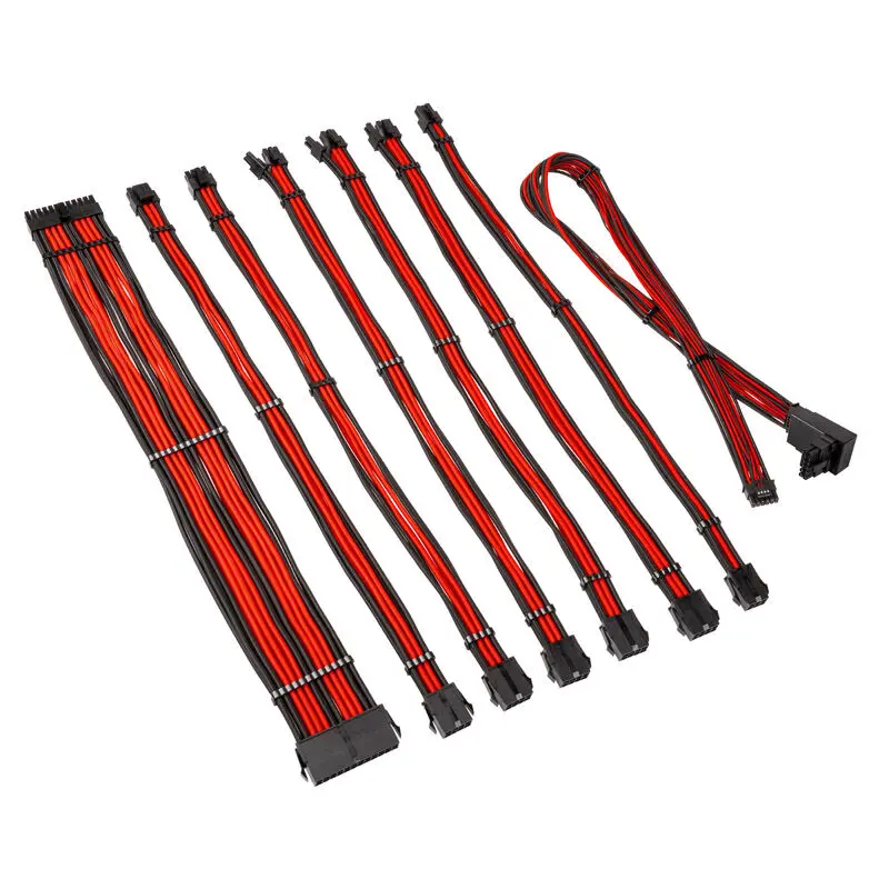 Kolink Core Pro set prolunghe cavi intrecciati 12V-2x6 Type-2 - Jet Black/Racing Red - immagine 2