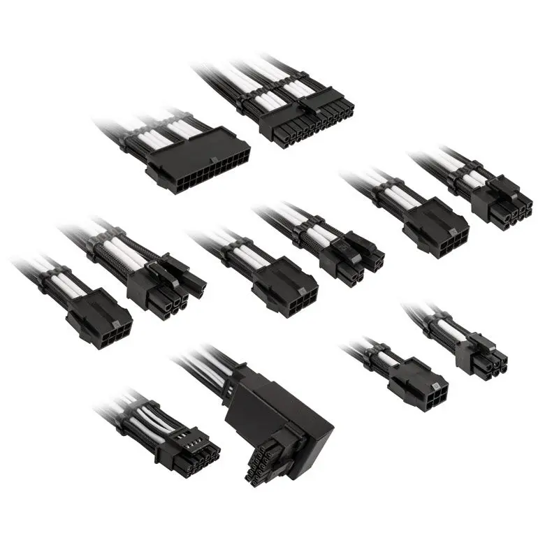 Kolink Core Pro set prolunghe cavi intrecciati 12V-2x6 Type-2 - Jet Black/Brilliant White