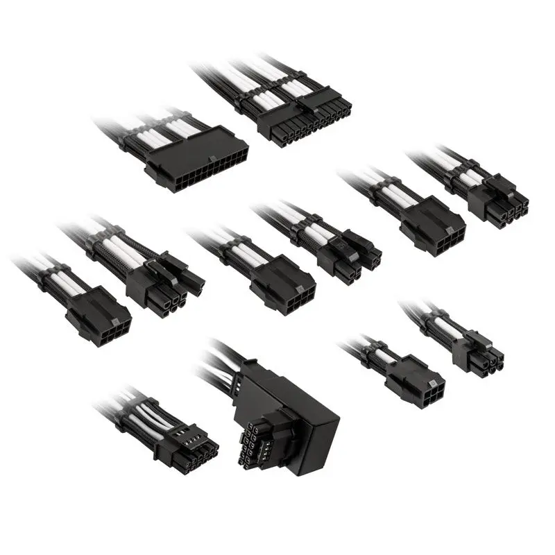 Kolink Core Pro set prolunghe cavi intrecciati 12V-2x6 Type-1 - Jet Black/Brilliant White