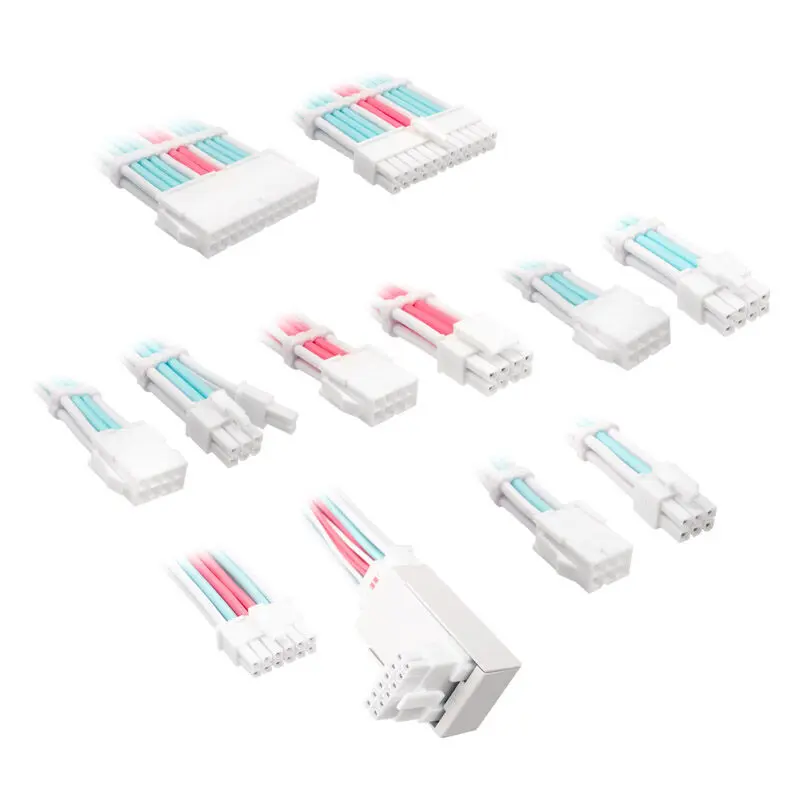 Kolink Core Pro set prolunghe cavi intrecciati 12V-2x6 Type-2 - Brilliant White/Neon Blue/