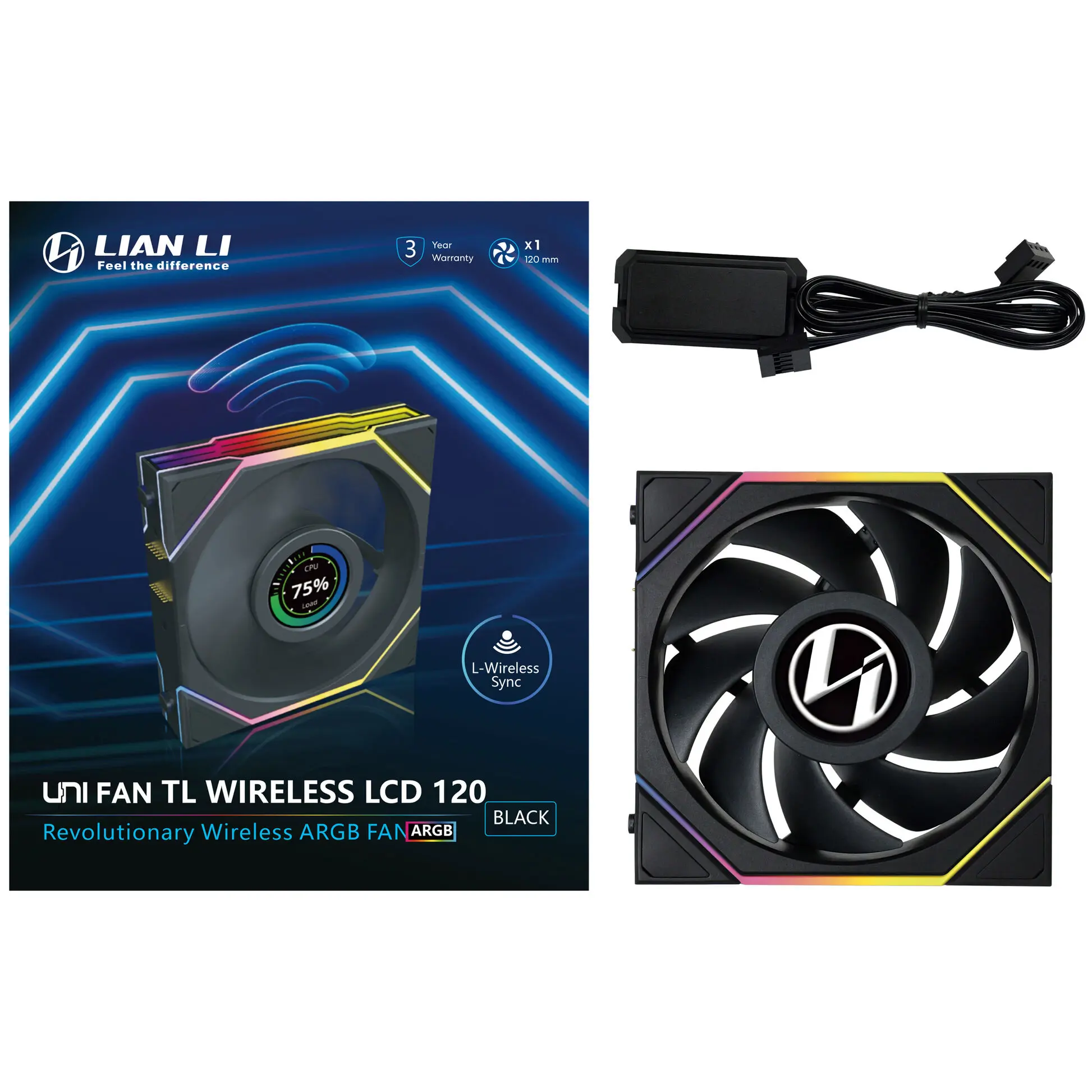 Lian Li UNI FAN TL LCD Wireless ARGB PWM 120 mm - Nero - immagine 6