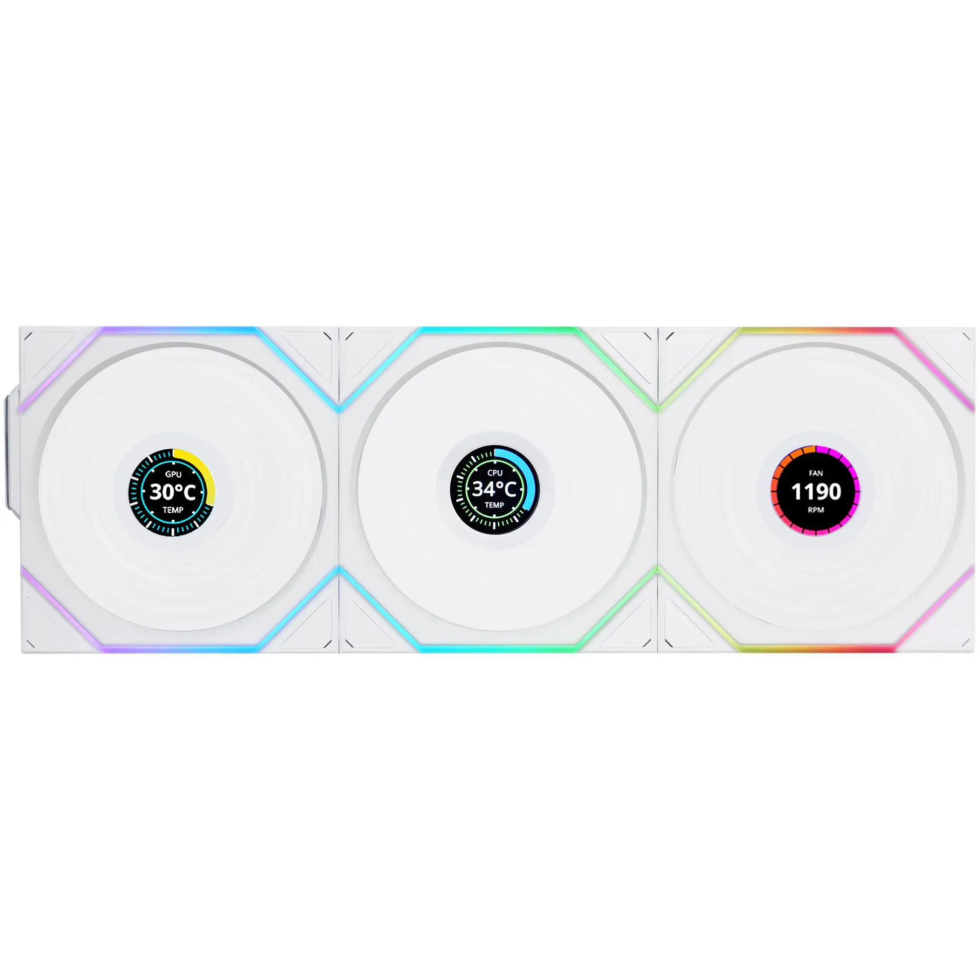 Lian Li UNI FAN TL LCD Wireless ARGB PWM 120 mm Triple Fan Pack - Bianco