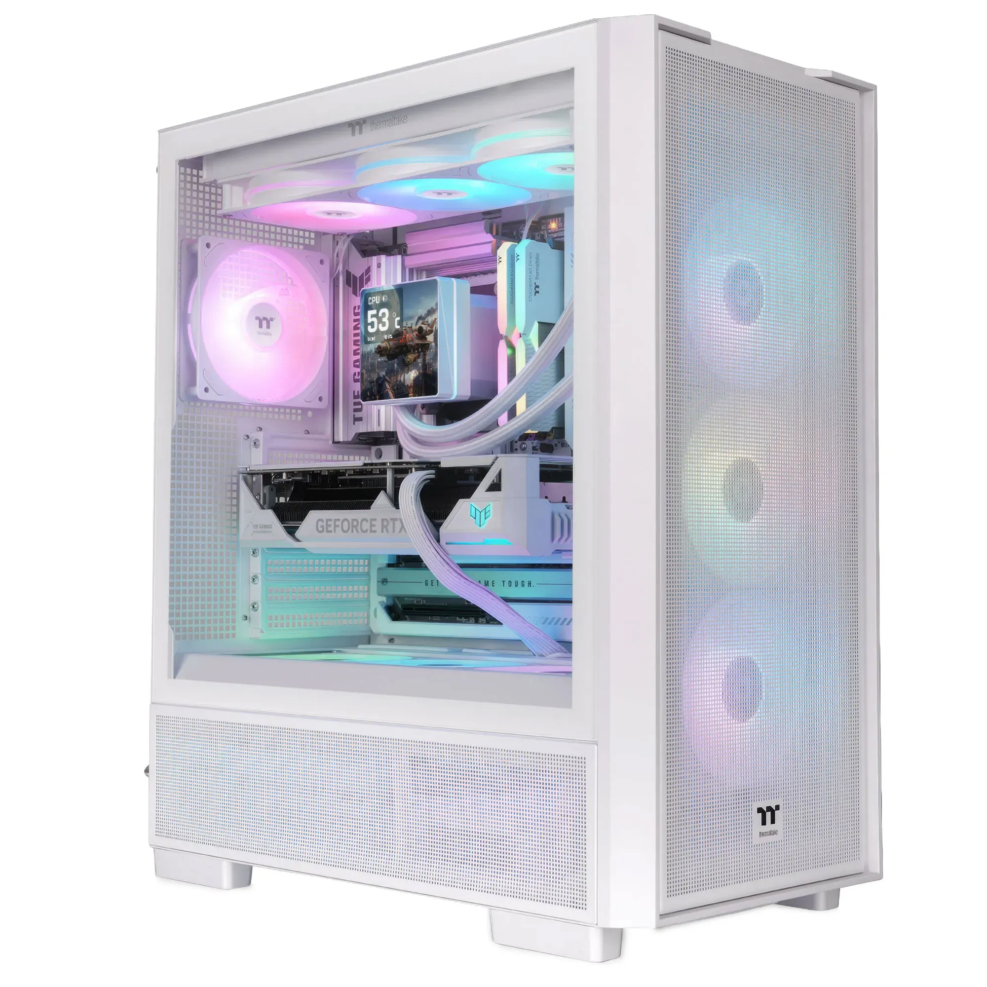 Thermaltake S380 TG ARGB - Case Mid Tower ATX vetro temperato, Snow White - immagine 7
