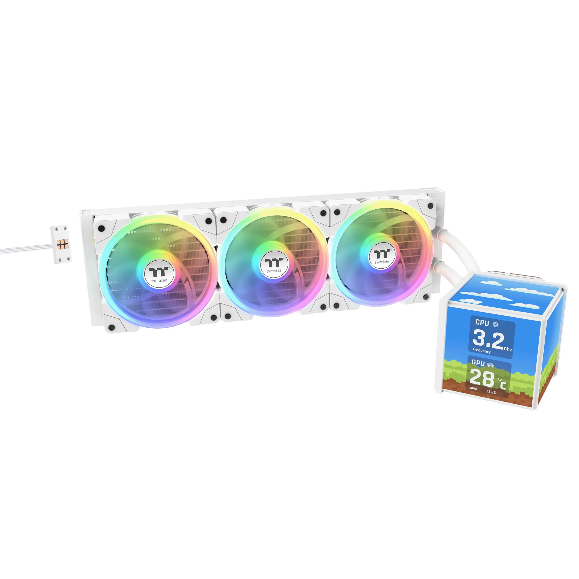 Thermaltake MINECUBE 360 Ultra ARGB Sync - Snow White - AIO Liquid Cooler 360mm con Quad-LCD Cube Display