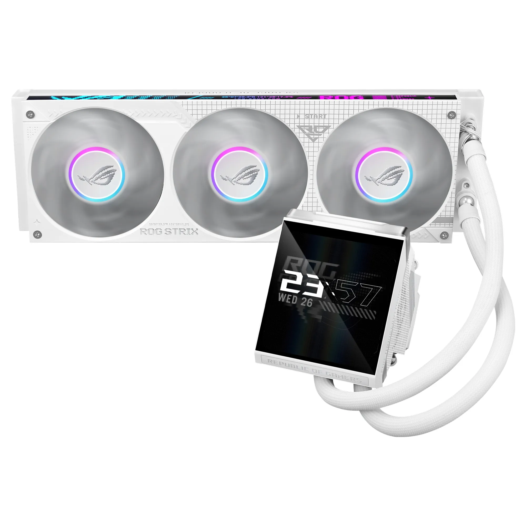 Asus ROG Strix LC IV 360 ARGB LCD - Dissipatore AIO 360mm con display IPS 5.08" e ventole ARGB - Bianco
