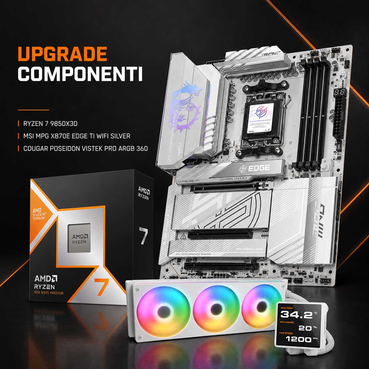 UPGRADE COMPONENTI CLIENTE – RYZEN 7 9850X3D + X870E EDGE TI WIFI | ELEVEN PC GAMING