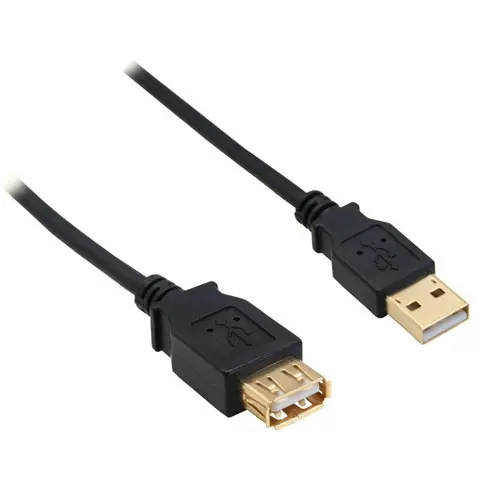 InLine Cavo USB 2.0 M/F Typ-A Nero Dorato - 2m