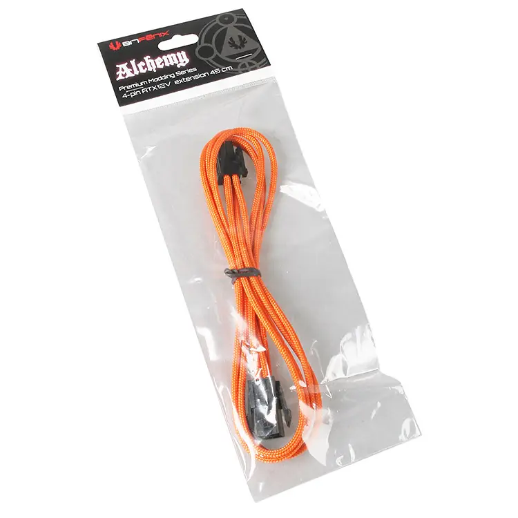 BitFenix Prolunga 4-Pin ATX12V 45cm - sleeved orange/black - immagine 5