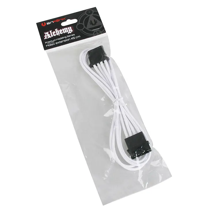 BitFenix Prolunga 4-Pin Molex 45cm - sleeved white/black - immagine 5