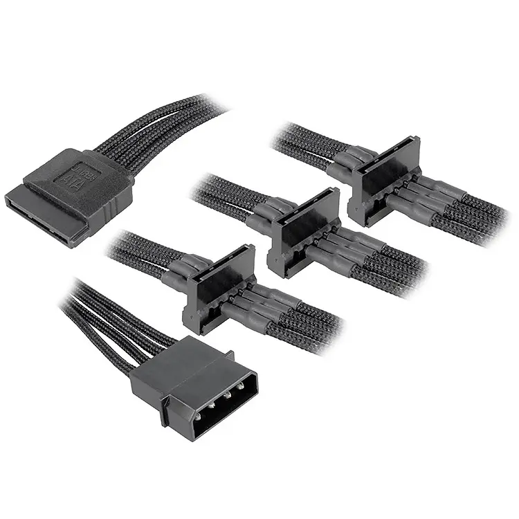 BitFenix Adattatore da Molex a 4x SATA 20 cm - Sleeved Nero