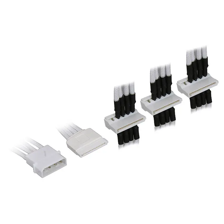 BitFenix Adattatore da Molex a 4x SATA 20 cm - Sleeved Bianco