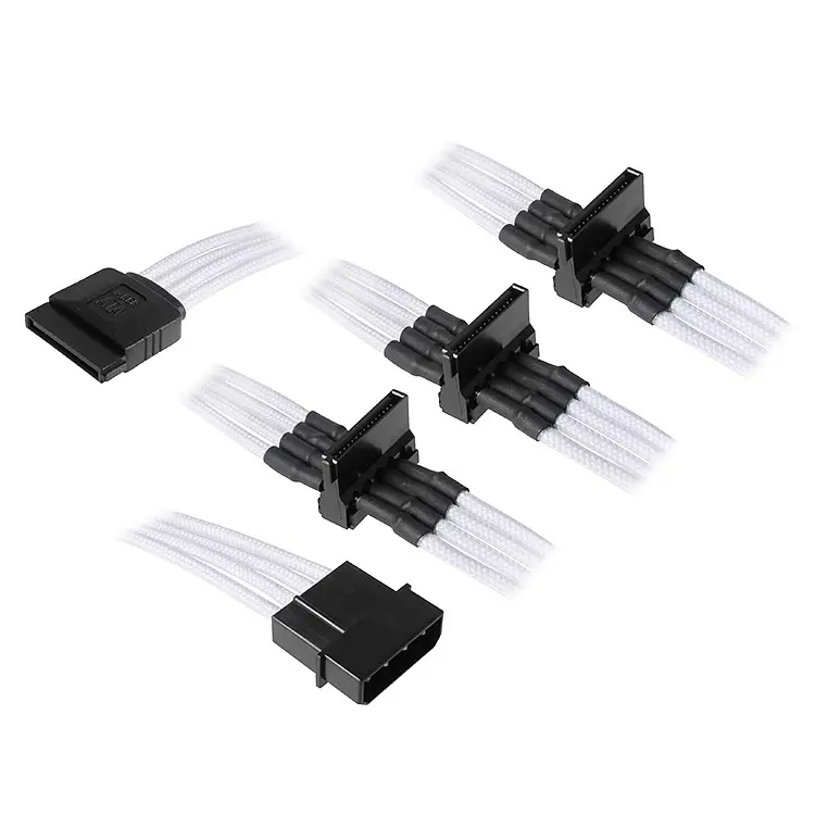 BitFenix Adattatore da Molex a 4x SATA 20 cm - Sleeved Nero/Bianco