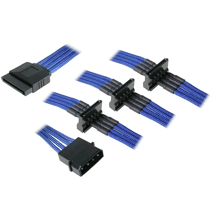 BitFenix Adattatore da Molex a 4x SATA 20 cm - Sleeved Blu/Nero