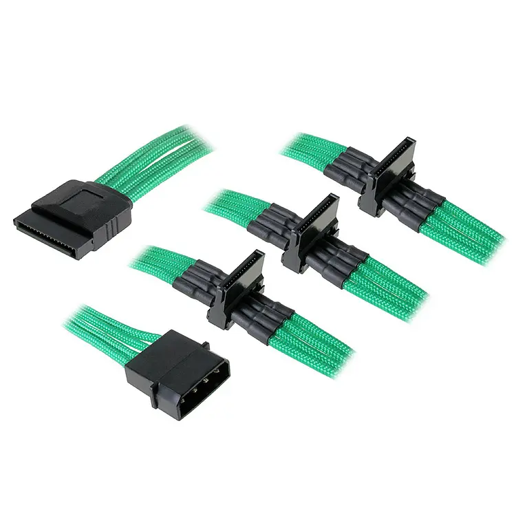 BitFenix Adattatore da Molex a 4x SATA 20 cm - Sleeved Verde/Nero