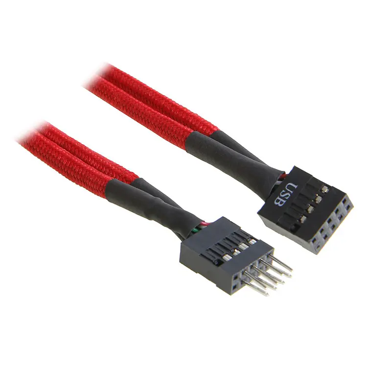 BitFenix Prolunga Interna USB 30cm - Sleeved Rosso/Nero