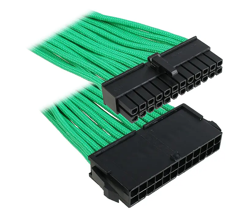 BitFenix Prolunga 24-Pin ATX 30cm - sleeved Verde/Nero