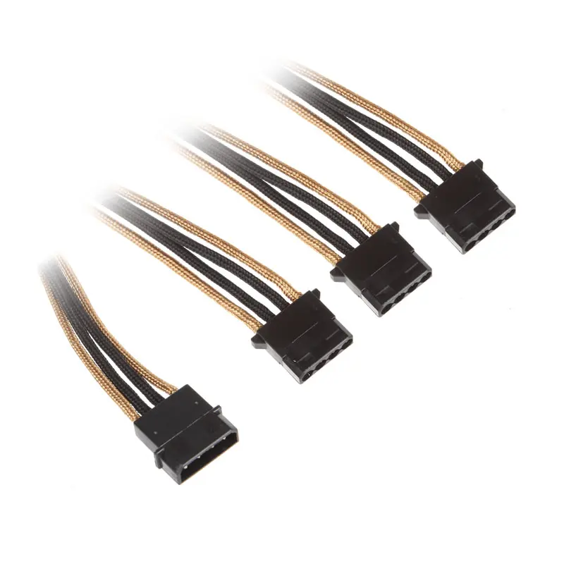 BitFenix Adattatore da Molex a 3x Molex 55cm - sleeved Nero/Oro
