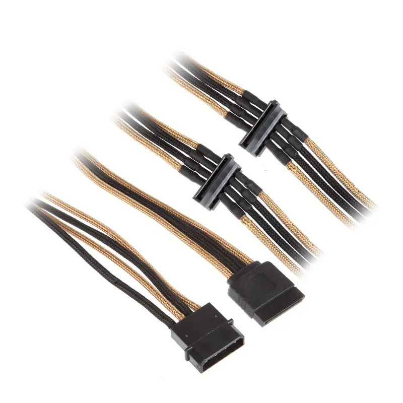 BitFenix Adattatore da Molex a 4x SATA 20 cm - sleeved Nero/Oro