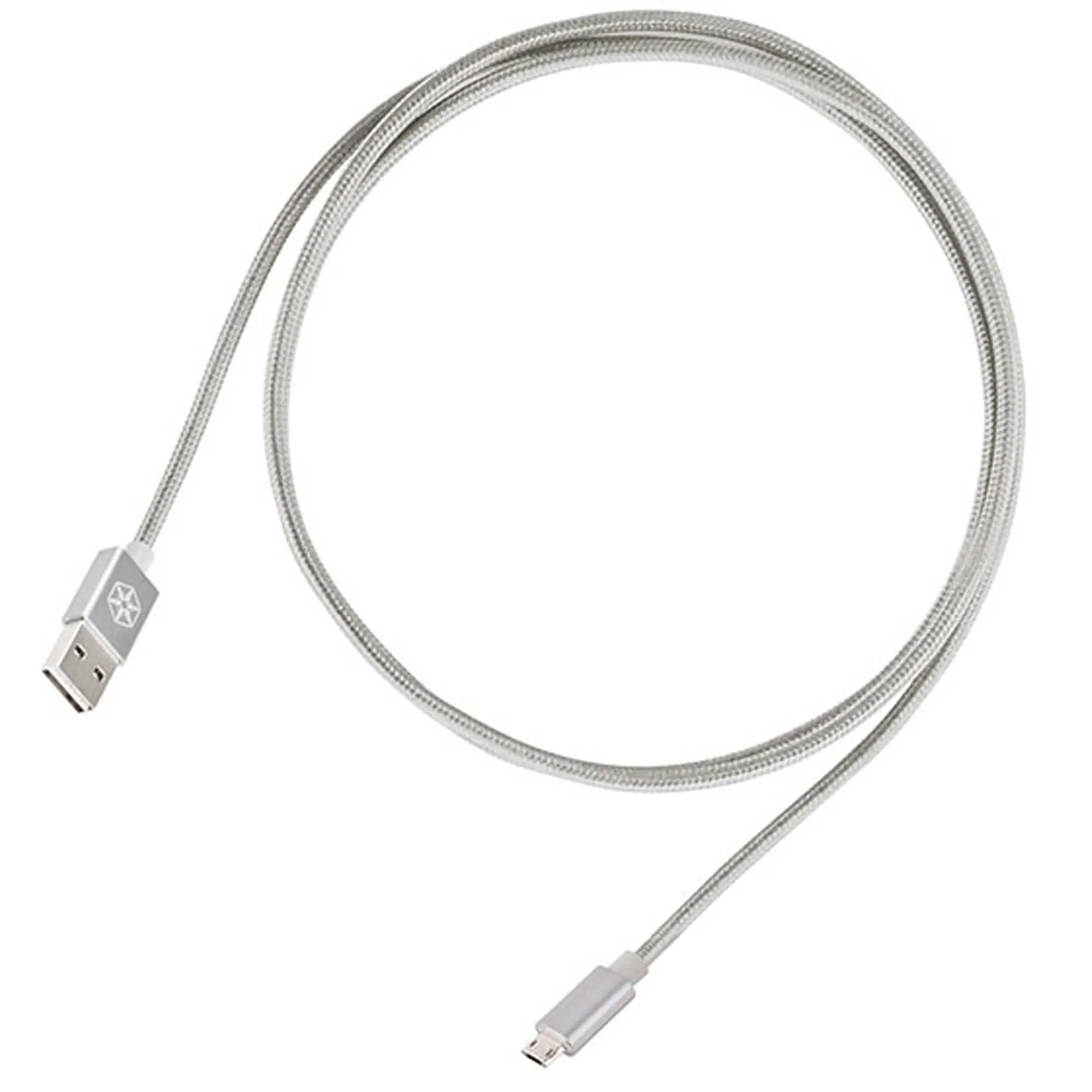 Silverstone SST-CPU01S-1800 Cavo Reversibile USB-A / Micro-B, Silver - 1,8m