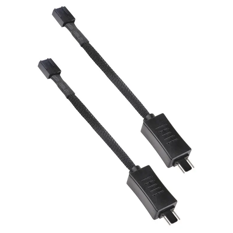Silverstone Cavo Riduzione Velocità 4-Pin PWM, sleeved Nero, Kit x2 - 100 mm