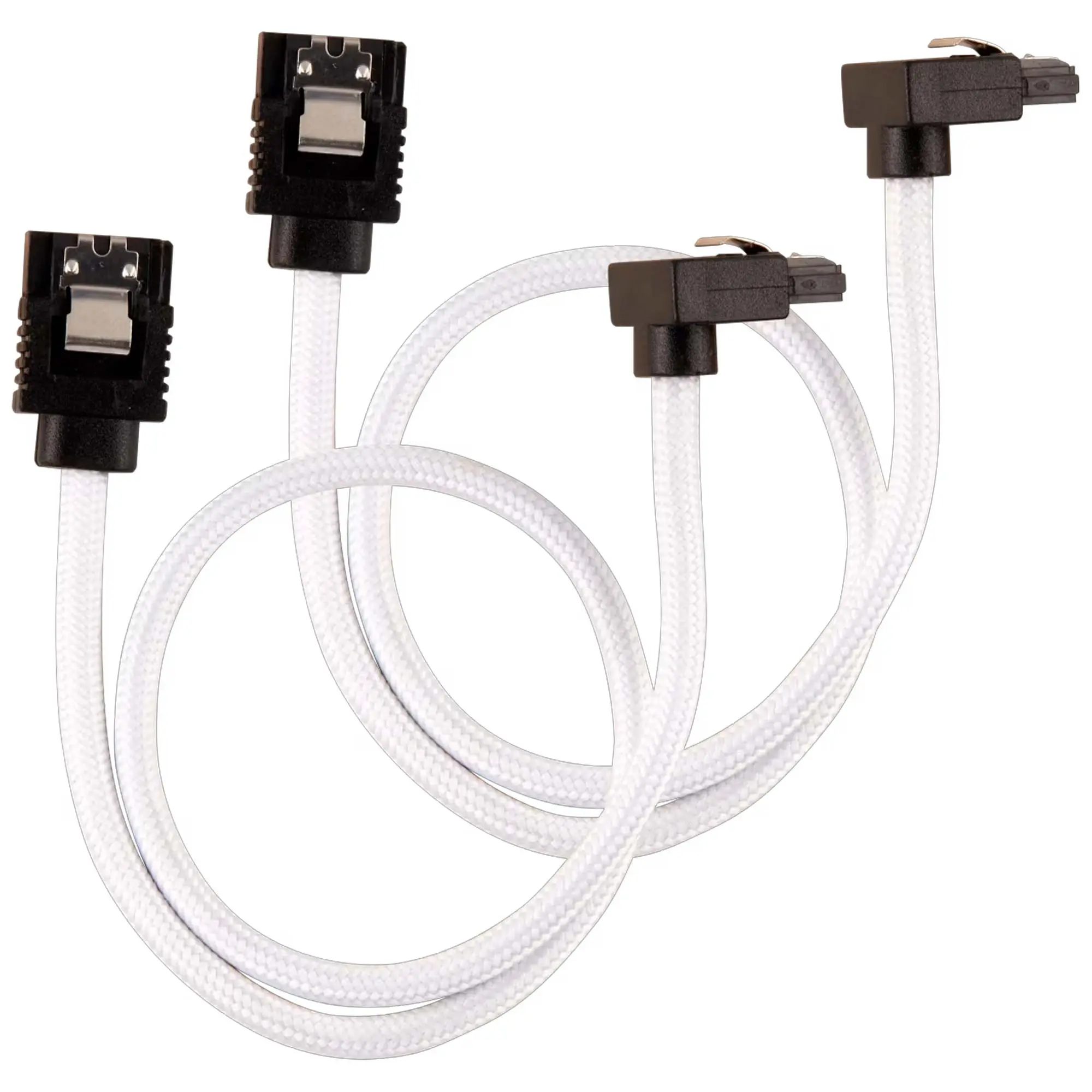 Corsair Premium Sleeved SATA Cable, 90° - SATA 6Gbps 30cm, Bianco