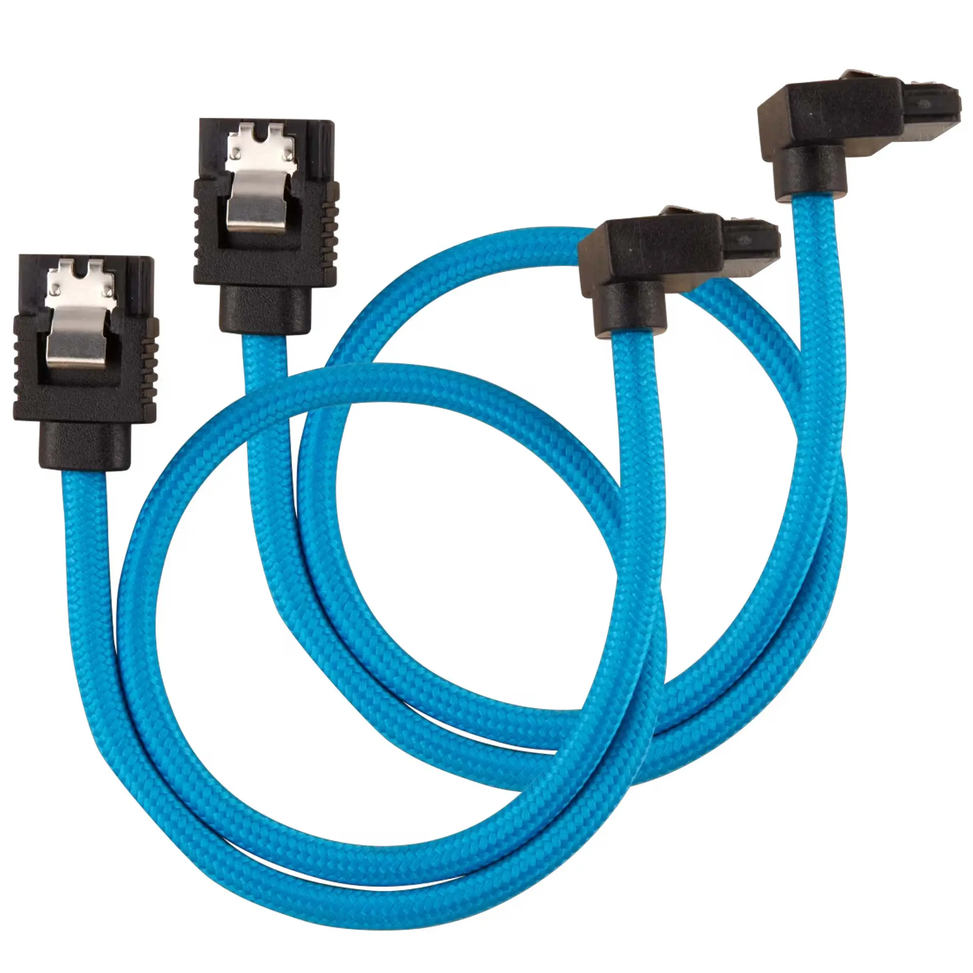 Corsair Premium Sleeved SATA Cable, 90° - SATA 6Gbps 30cm, Blu
