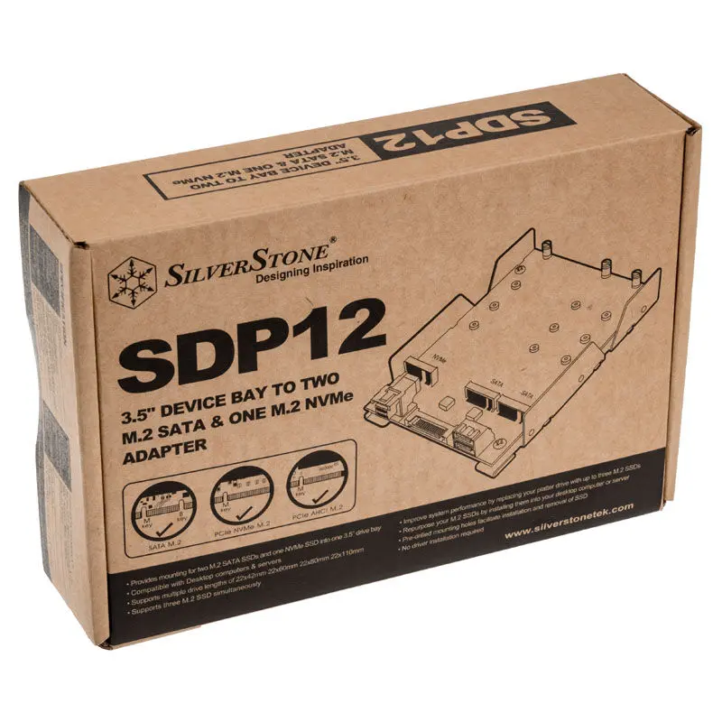 Silverstone SST-SDP12 3.5" per 2 M.2 SATA e 1 M.2 NVMe SSD - immagine 6