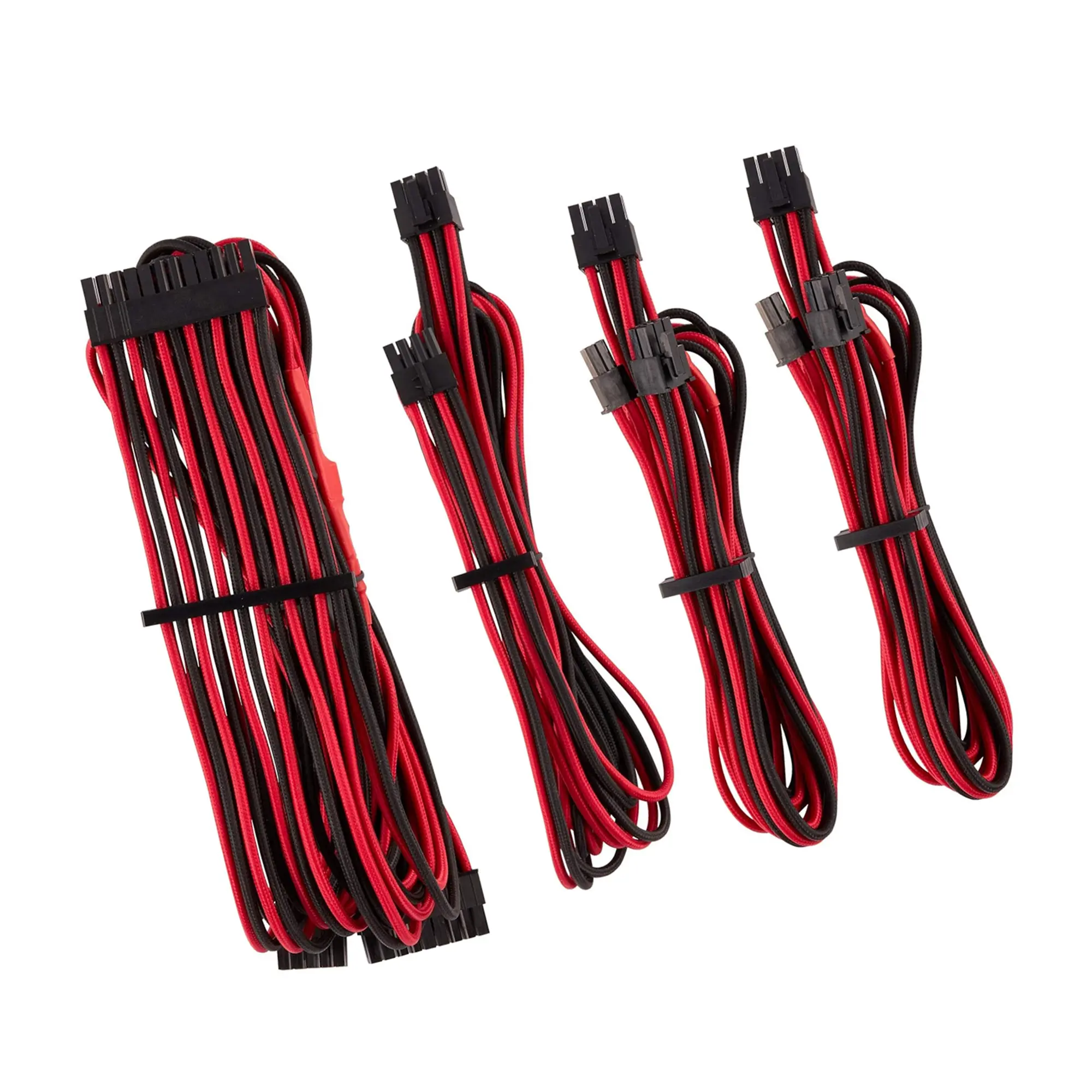 Corsair Premium Sleeved DC Cable Kit Starter, Type 5 (Generation 5) - Rosso/Nero - immagine 2