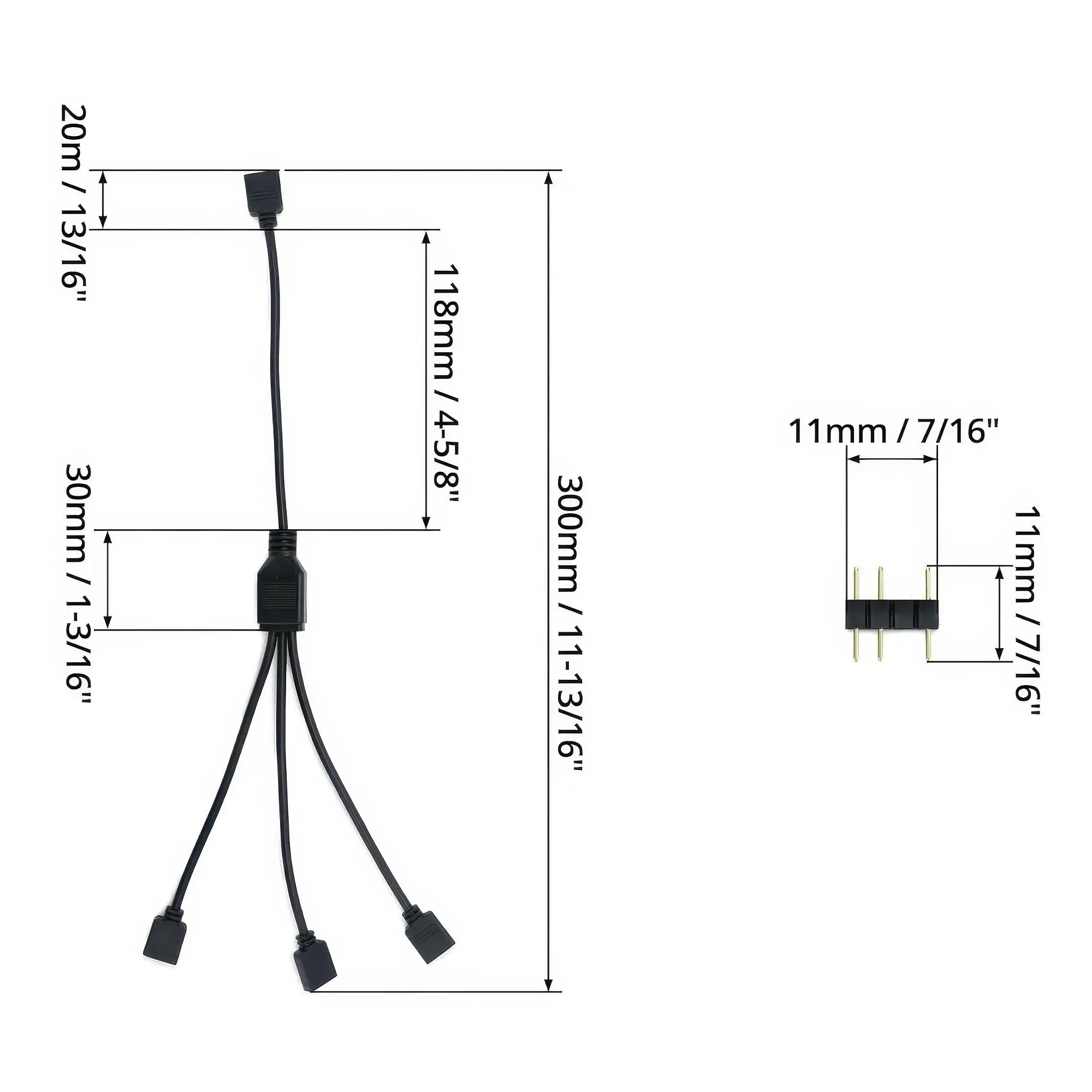 Drako Cavo splitter ARGB, 5 V, 3 pin, 3-Way Splitter Cable - 30 cm - immagine 4