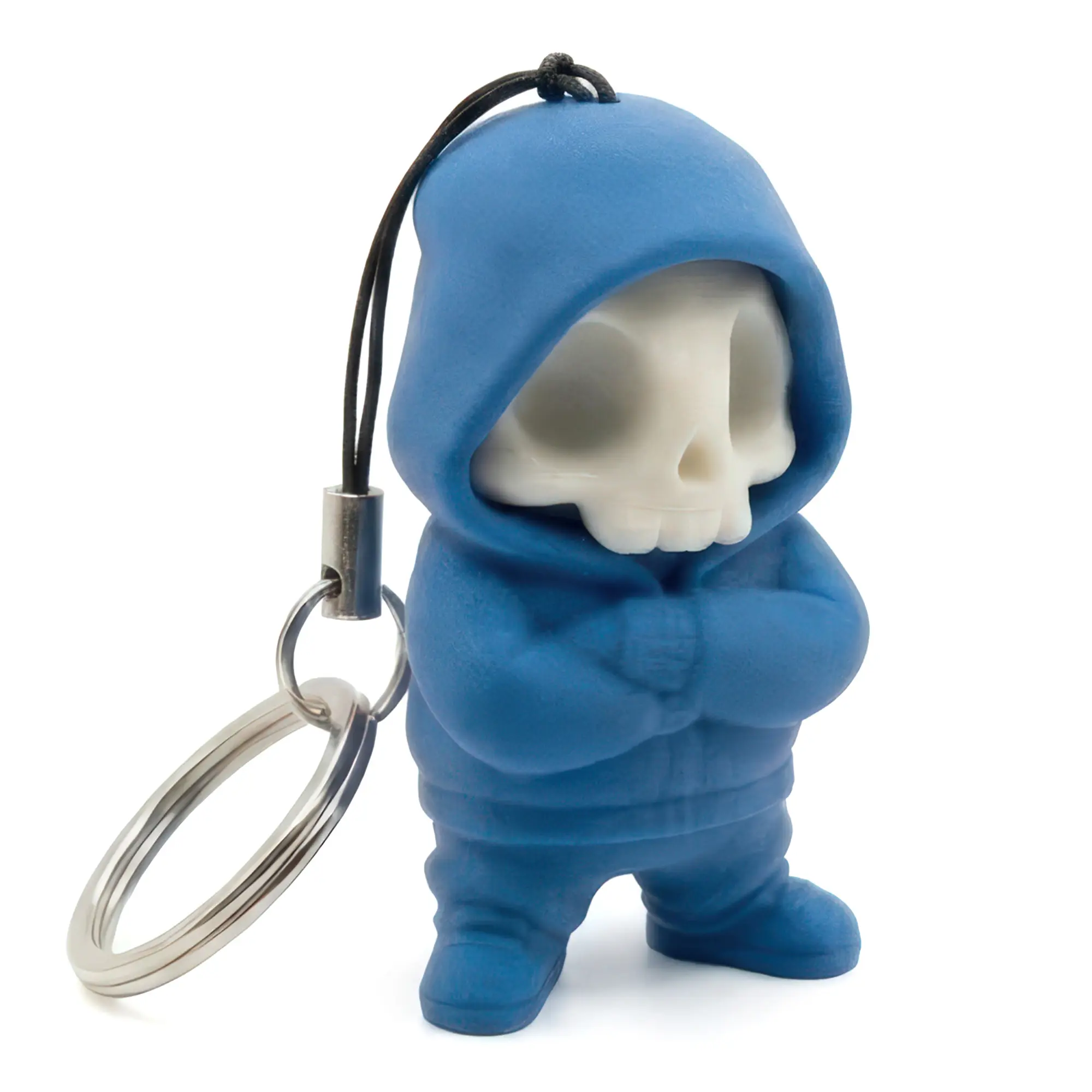Street Skull Keychain, Blu - Portachiavi 3D