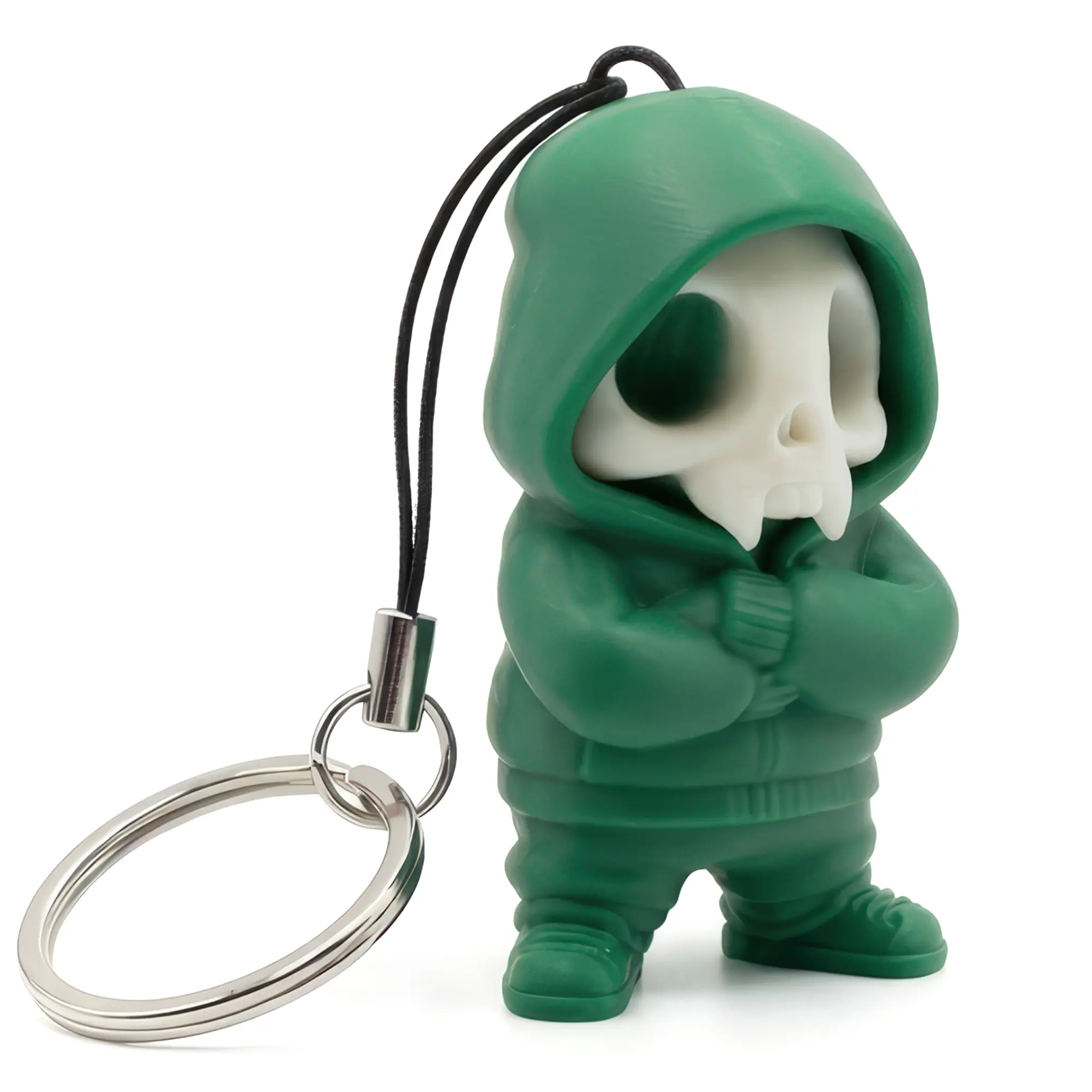 Street Skull Keychain, Verde - Portachiavi 3D