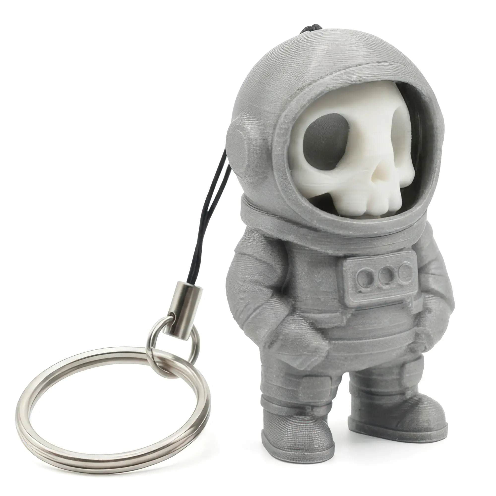 Astronaut Skull Keychain, Argento - Portachiavi 3D