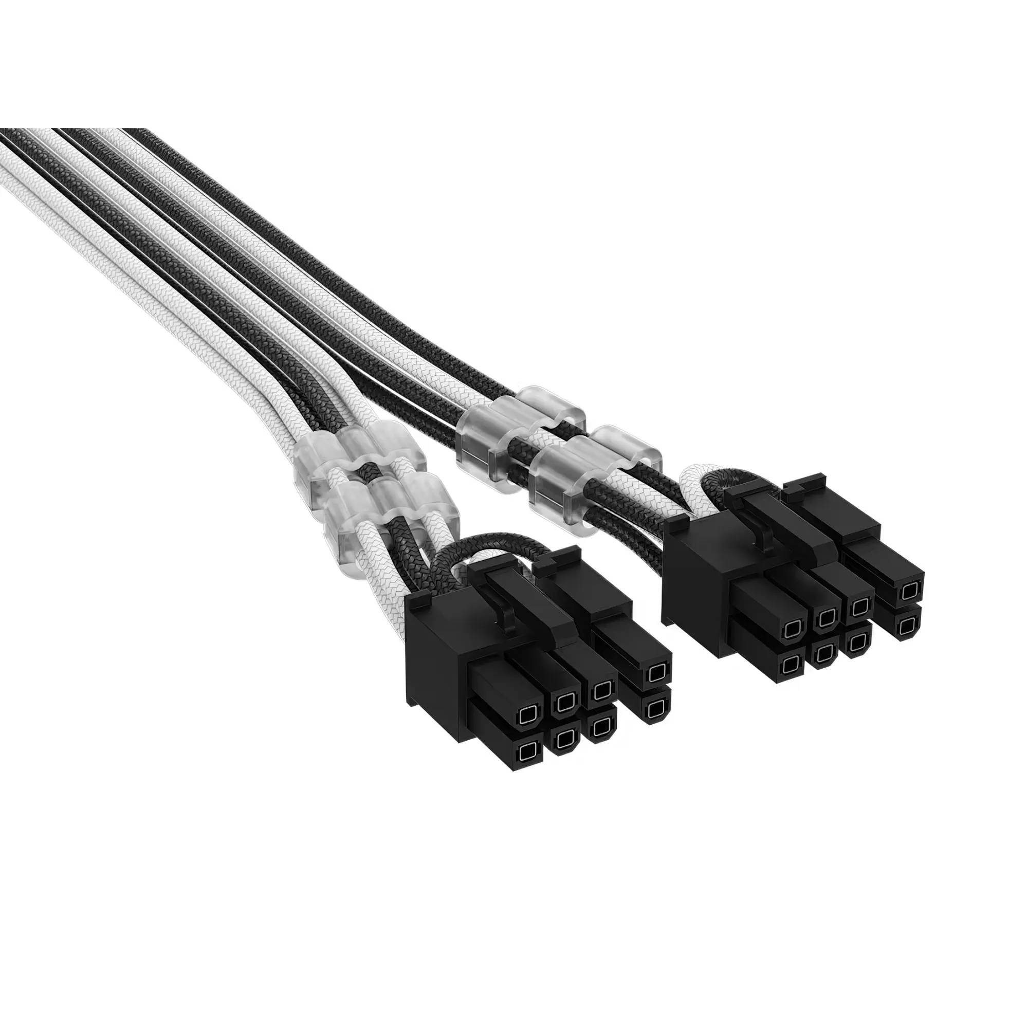 Premium Individually Sleeved, 12V-2x6 to 2x 8-pin (6+2 split) PCIe Cable, Bianco/Nero - immagine 2
