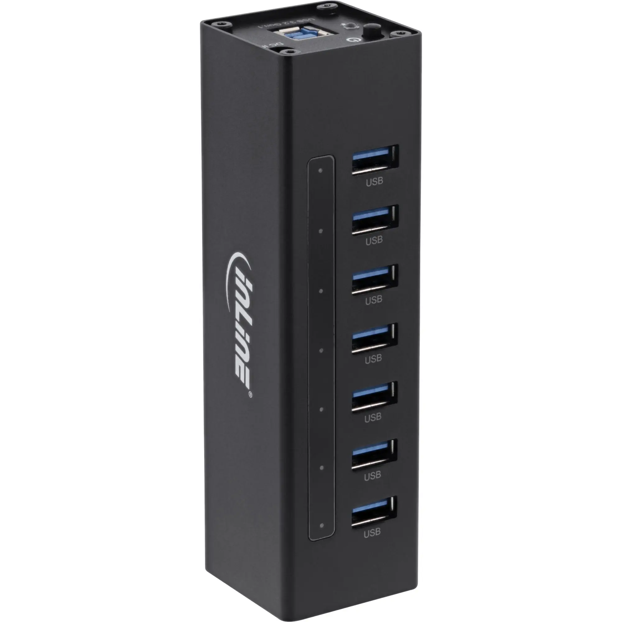 InLine Hub USB 3.2 Gen.1 7 porte - Alluminio nero con alimentatore 12V/2,5A