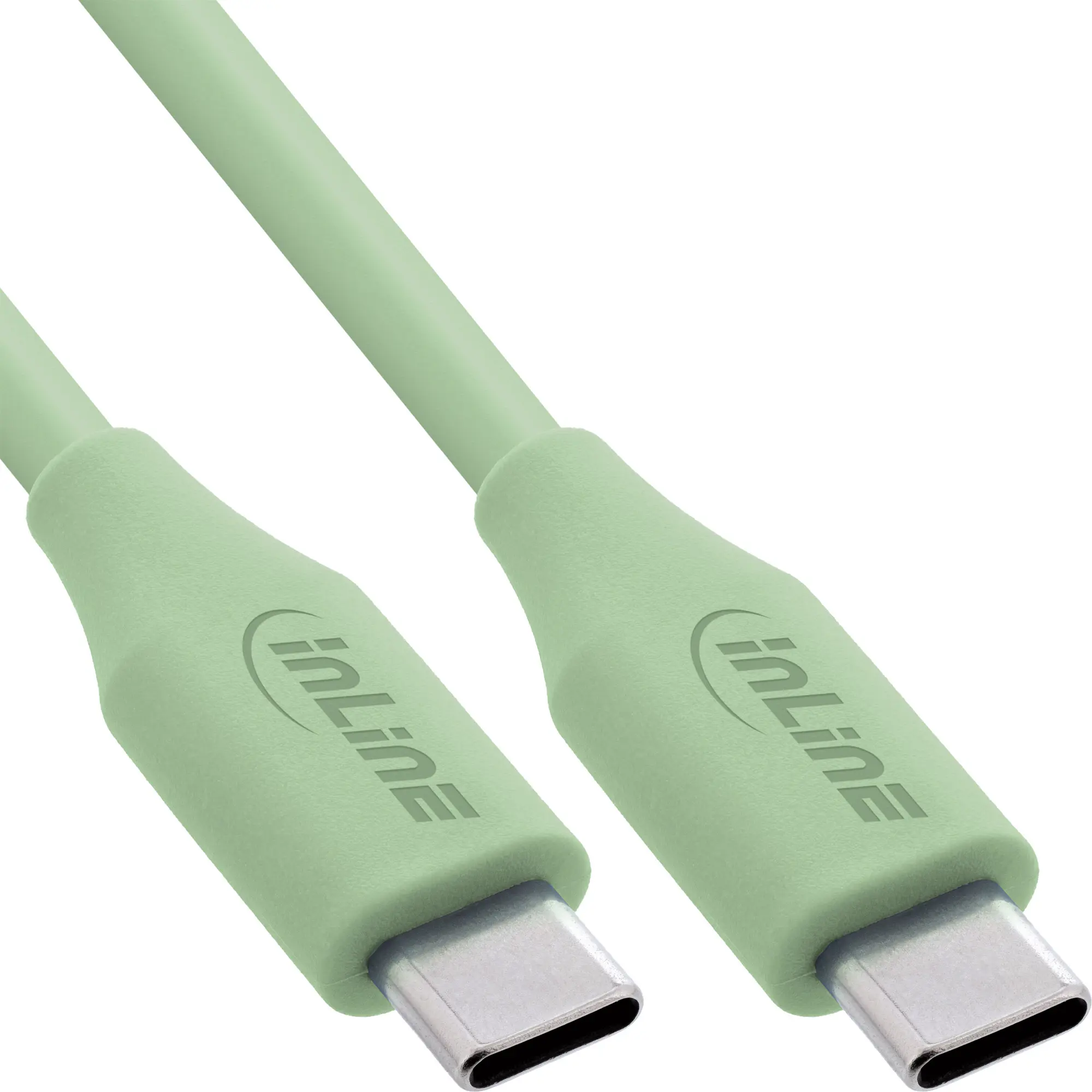 InLine Cavo USB-C 100W - Ricarica rapida PD USB 2.0, silicone flessibile, Matcha Latte - 1m