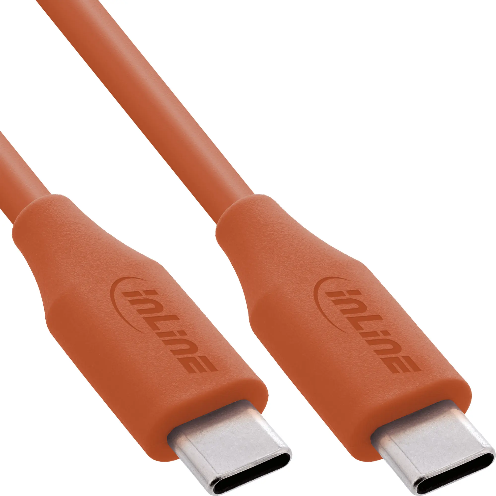 InLine Cavo USB-C 100W - Ricarica rapida PD USB 2.0, silicone flessibile, Papaya/arancione - 1m