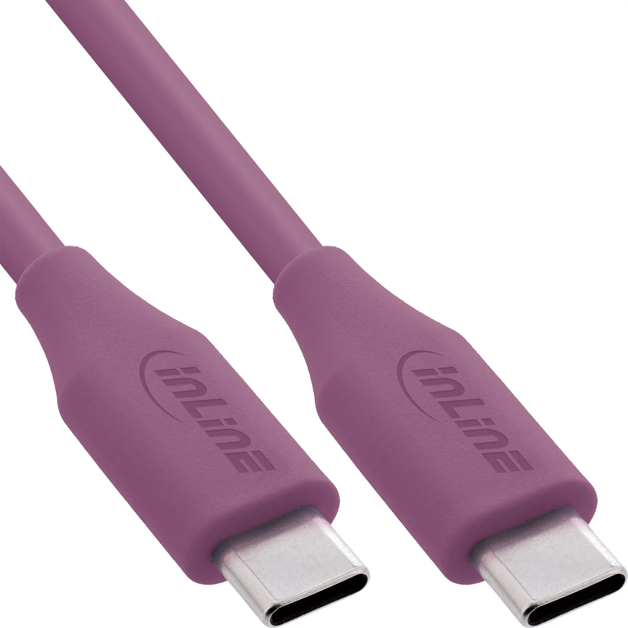 InLine Cavo USB-C 100W - Ricarica rapida PD USB 2.0, silicone flessibile, Berry/violet - 1m