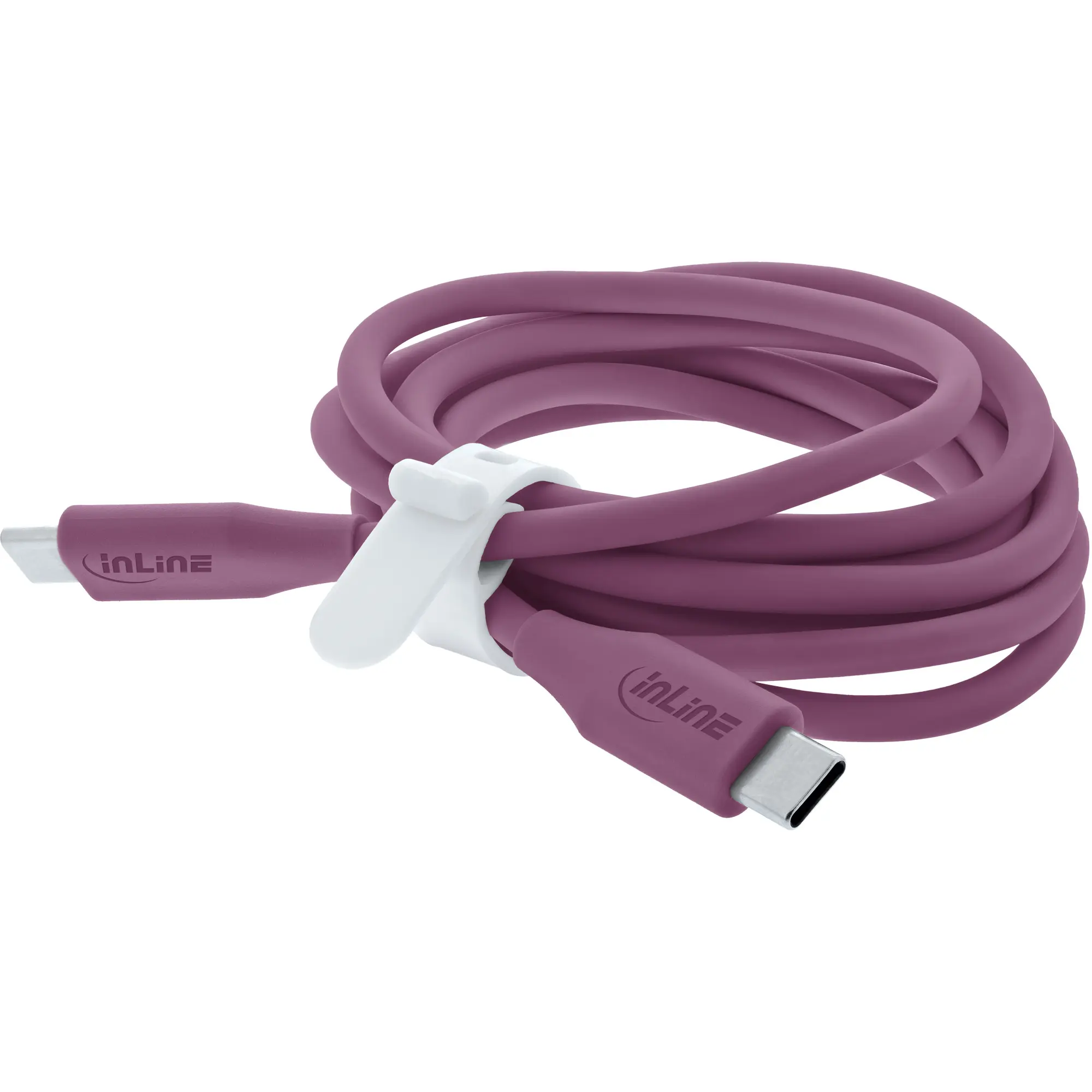 InLine Cavo USB-C 100W - Ricarica rapida PD USB 2.0, silicone flessibile, Berry/violet - 1m - immagine 2