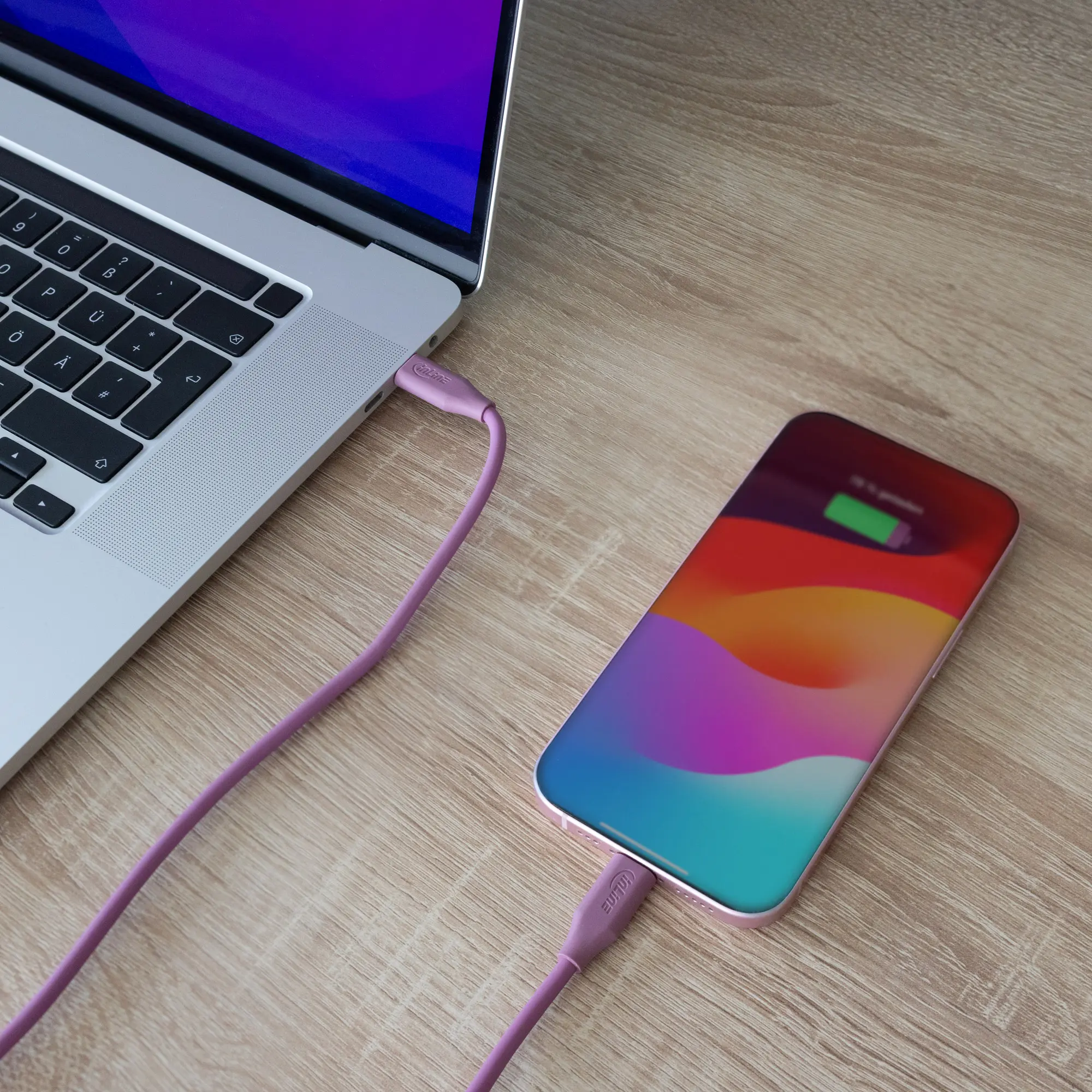 InLine Cavo USB-C 100W - Ricarica rapida PD USB 2.0, silicone flessibile, Berry/violet - 1m - immagine 3