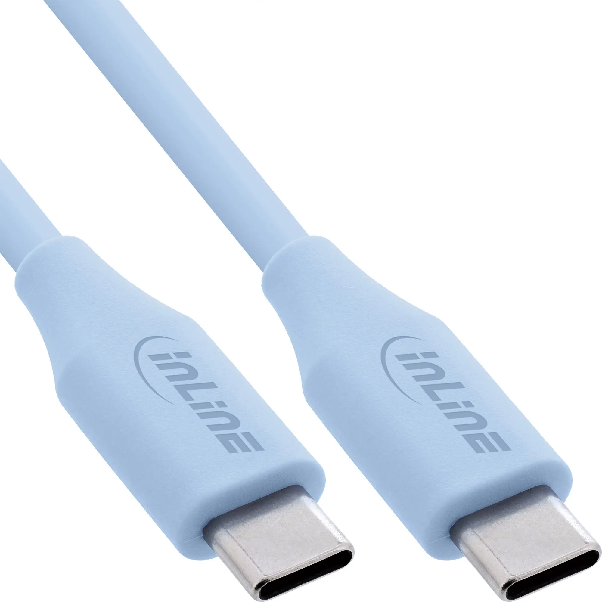 InLine Cavo USB-C 100W - Ricarica rapida PD USB 2.0, silicone flessibile, Ice Candy/blu - 1m