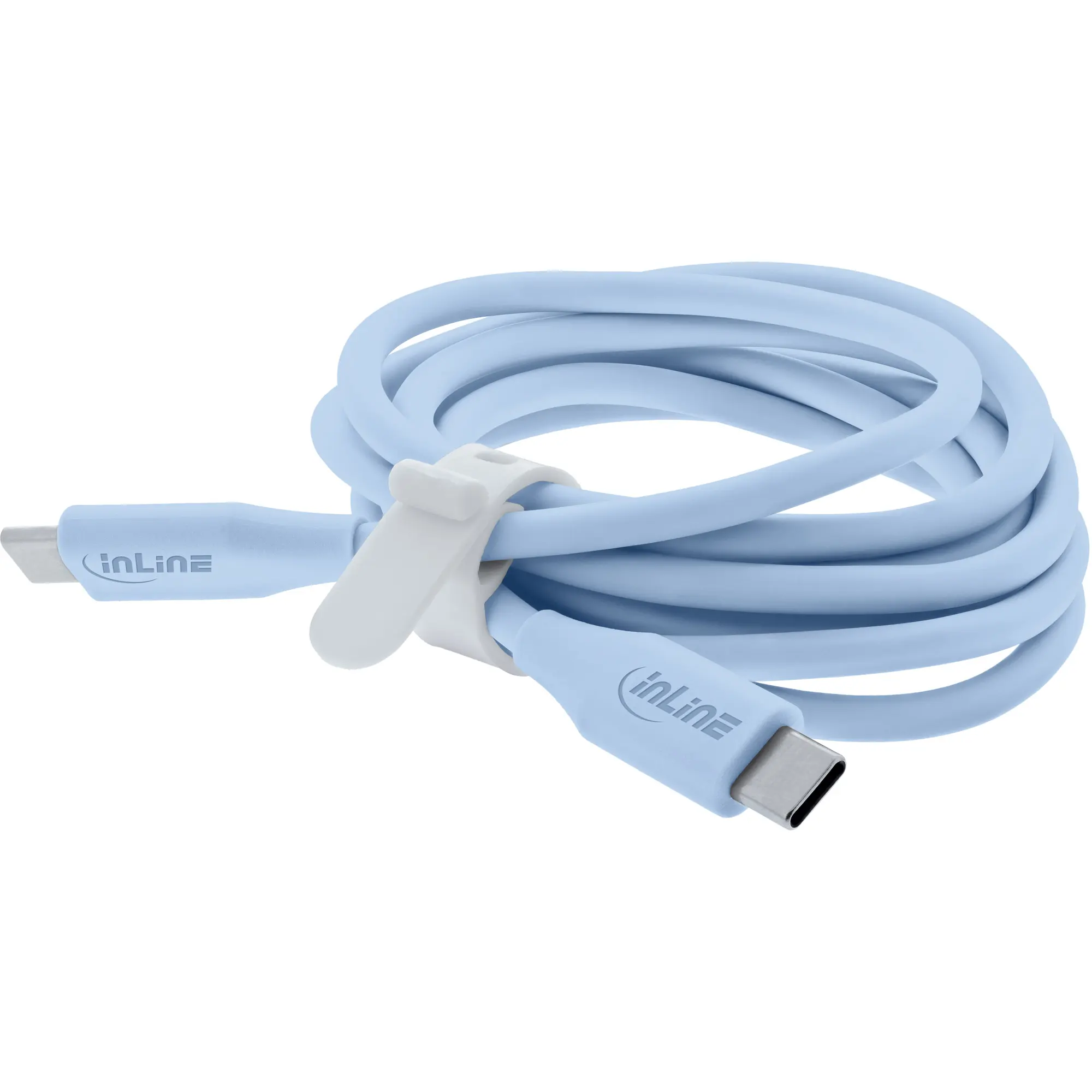 InLine Cavo USB-C 100W - Ricarica rapida PD USB 2.0, silicone flessibile, Ice Candy/blu - 1m - immagine 2