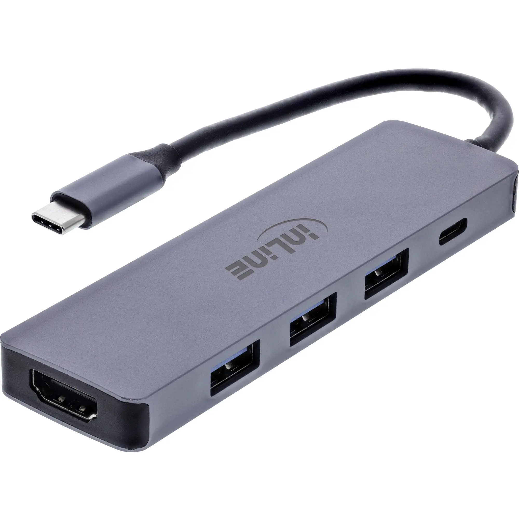 InLine Hub Multifunzione USB-C - 3x USB-A 5 Gb/s, HDMI 4K 60Hz, USB-C PD 100W, compatto e portatile