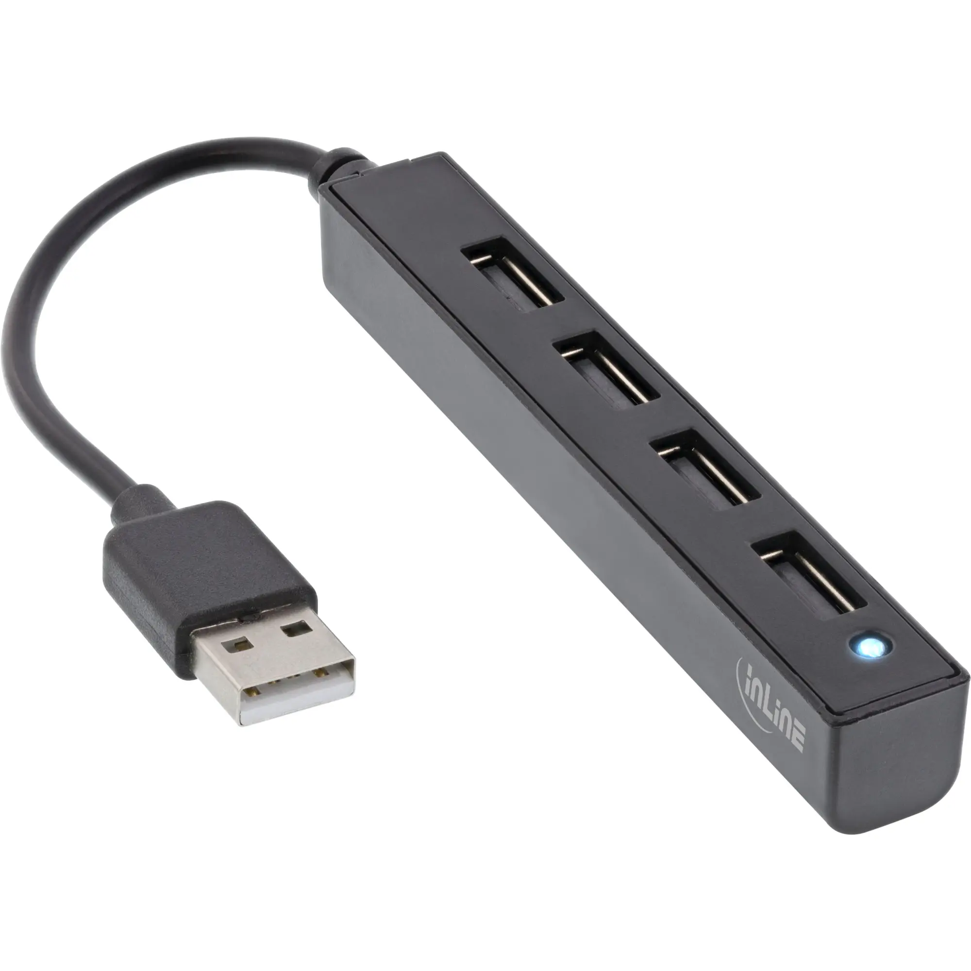 InLine Hub USB 2.0 a 4 porte - Da USB-A maschio a 4x USB-A femmina, cavo 15 cm